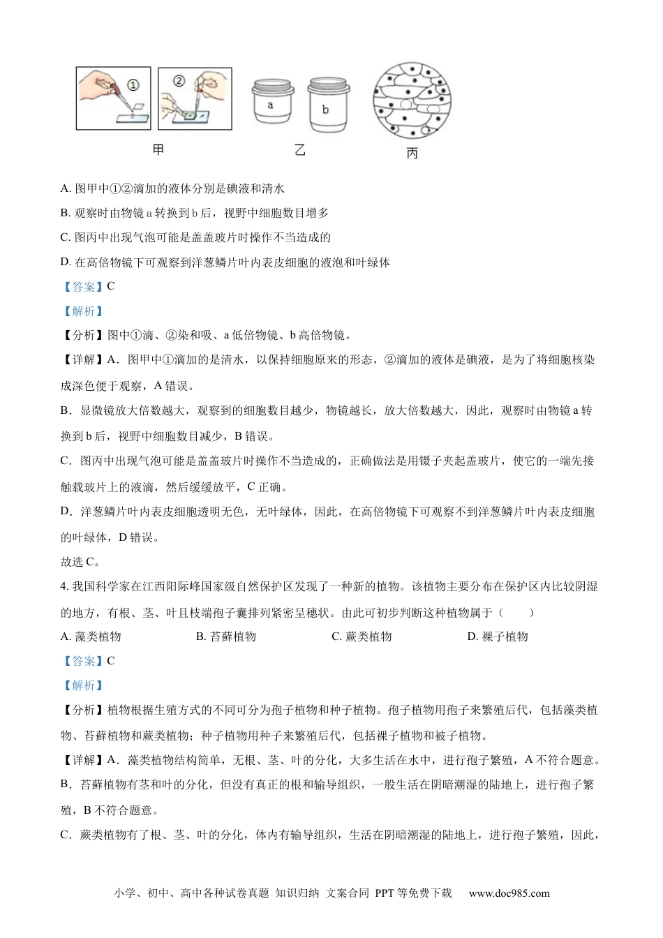 【中考历年真题】精品解析：2023年山东省德州市中考生物试题（解析版）.docx