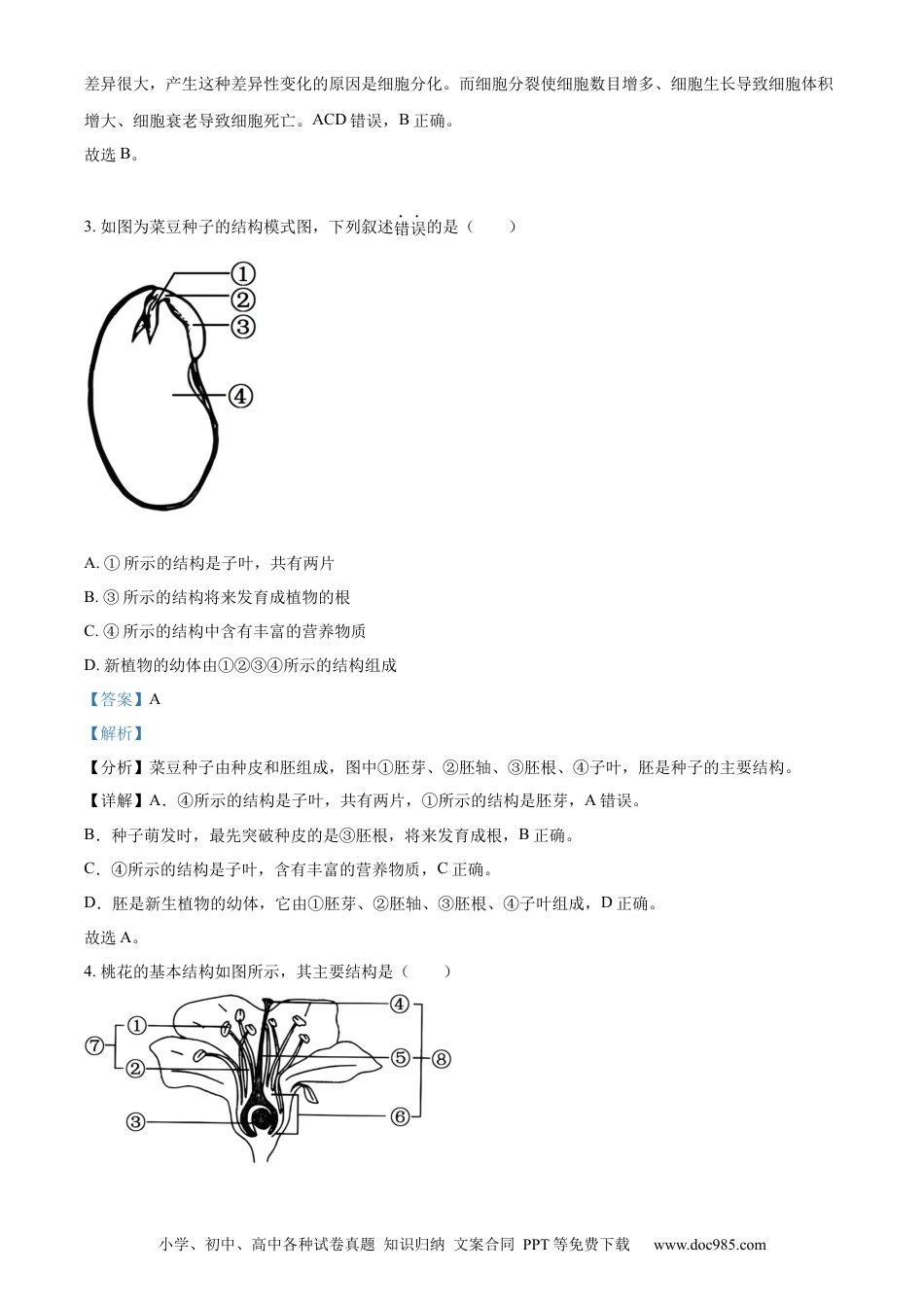 【中考历年真题】精品解析：2023年吉林省长春市中考生物真题（解析版）.docx
