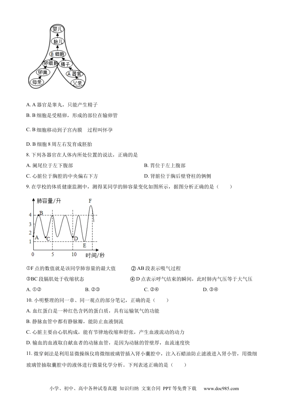 【中考历年真题】精品解析：2023年湖北省宜昌市中考生物真题（原卷版）.docx