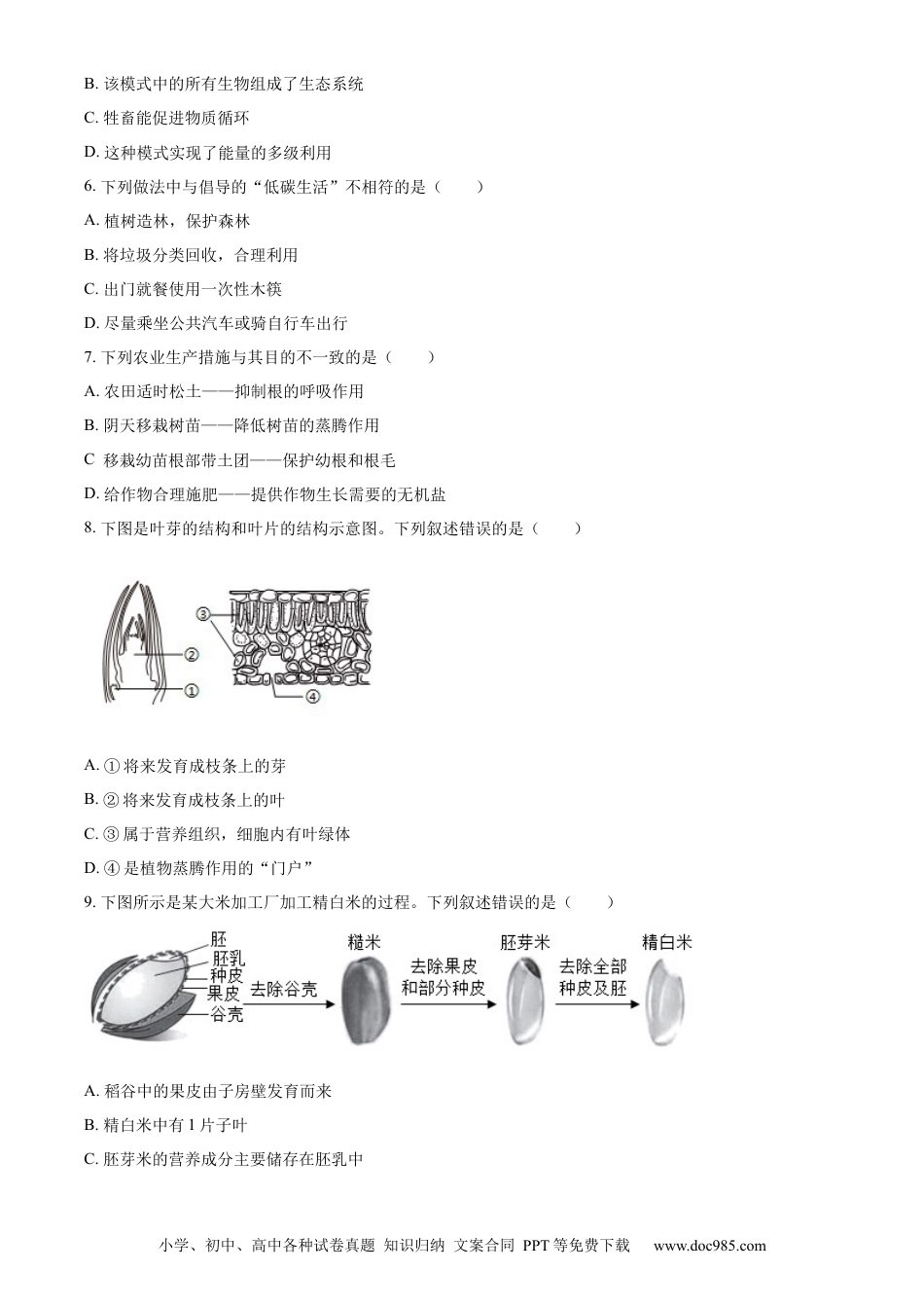 【中考历年真题】精品解析：2023年海南省中考生物真题（原卷版）.docx