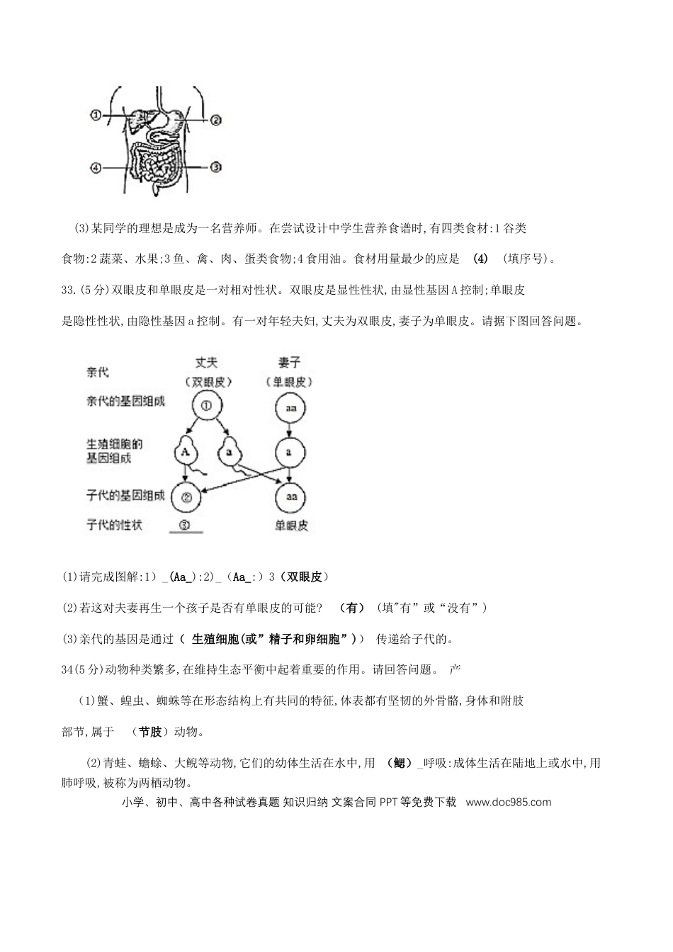 【中考历年真题】2019生物答案.docx