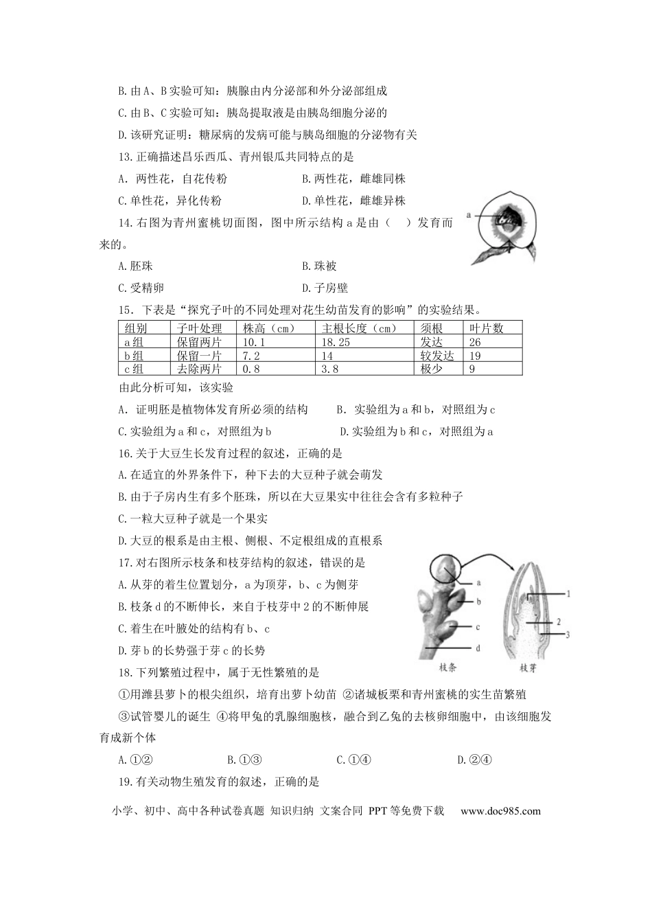 【中考历年真题】2009潍坊市中考生物试题带答案(word版).docx