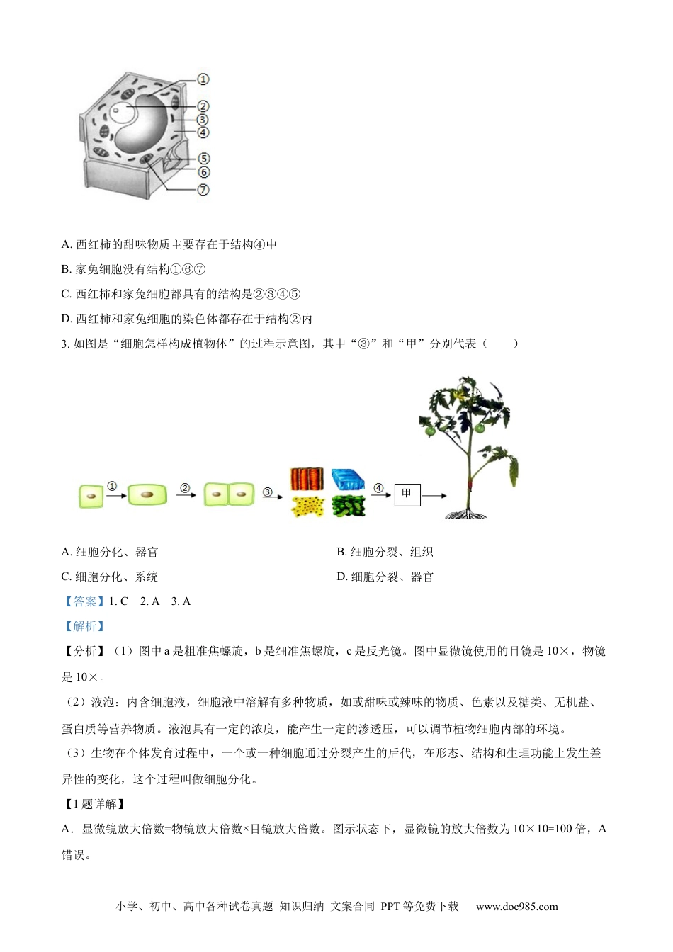 【中考历年真题】精品解析：2024年山东省临沂市中考生物真题（解析版）.docx