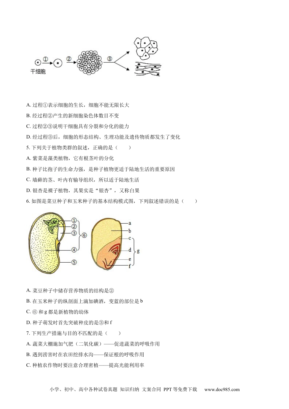 【中考历年真题】精品解析：2023年山东省临沂市中考生物真题（原卷版） (1).docx