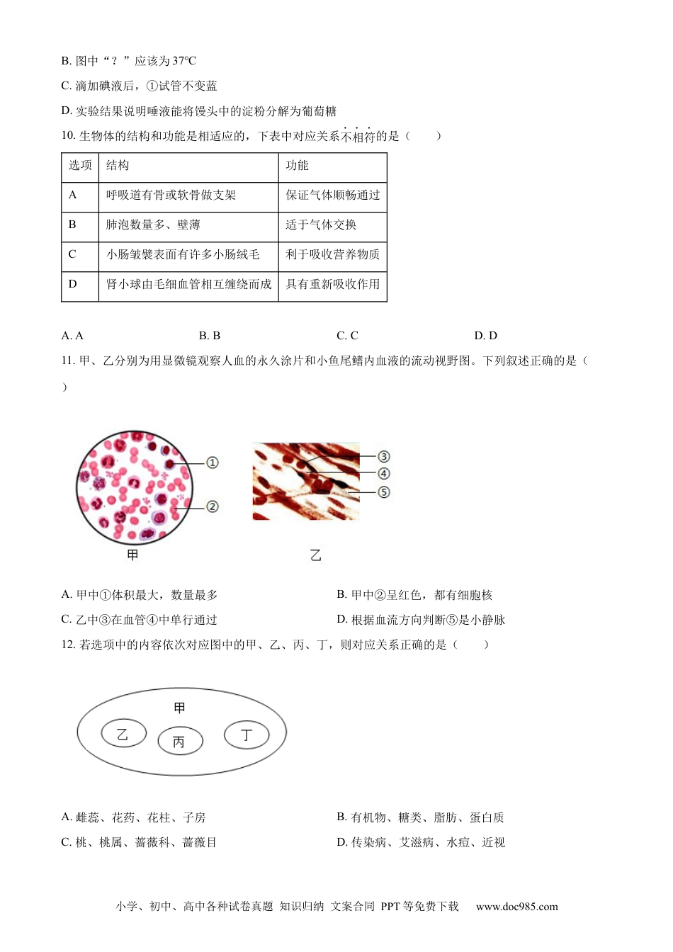 【中考历年真题】精品解析：2024年吉林省长春市中考生物真题（原卷版） (1).docx