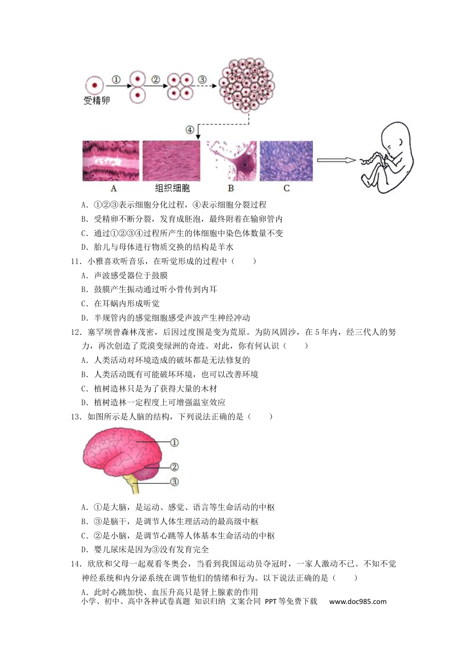 【中考历年真题】2022年湖南省娄底市中考生物试卷（原卷版）.docx
