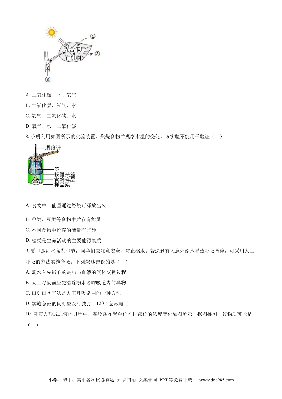 【中考历年真题】精品解析：2024年四川省成都市中考生物试题（原卷版） (1).docx