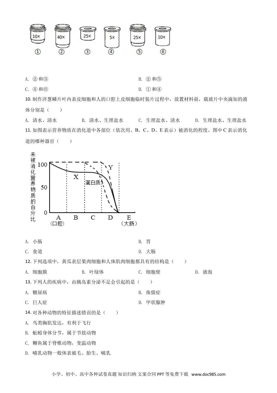 【中考历年真题】2021年天津市红桥区中考生物试题（原卷）.doc