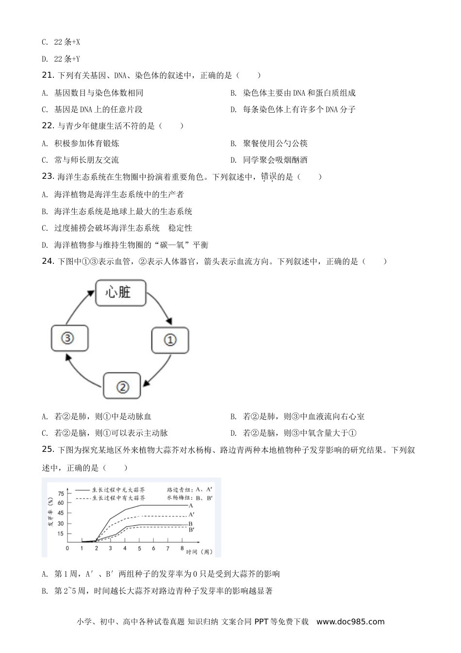 【中考历年真题】精品解析：福建省2020年中考生物试题（原卷版）.doc