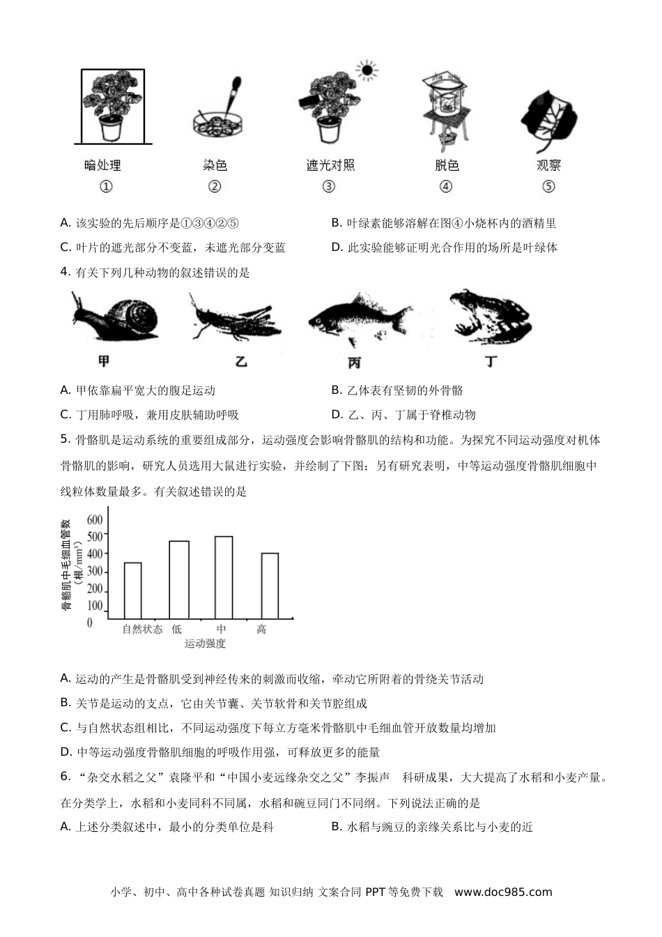 【中考历年真题】山东省菏泽市2021年中考生物试题（原卷版）.doc