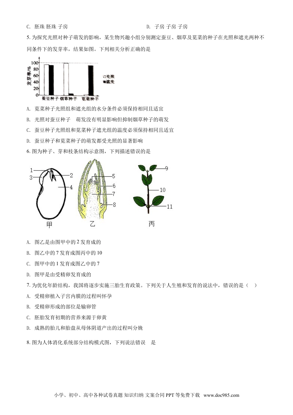 【中考历年真题】精品解析：山东省聊城市2021年中考生物试题（原卷版）.doc