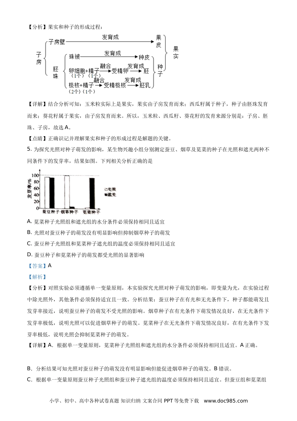 【中考历年真题】精品解析：山东省聊城市2021年中考生物试题（解析版） (1).doc