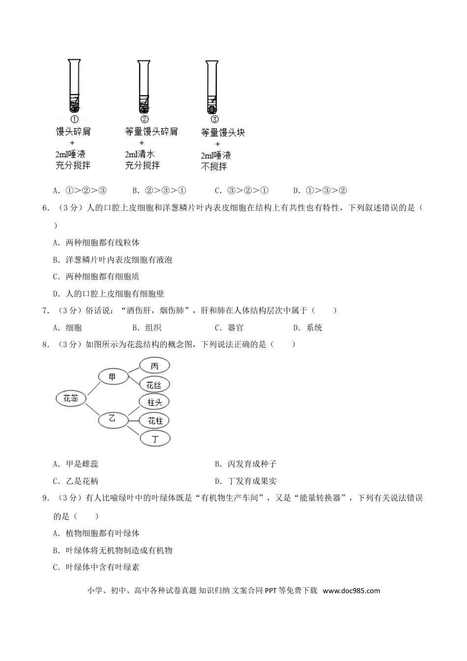 【中考历年真题】2019年四川省绵阳市中考生物真题及答案.doc