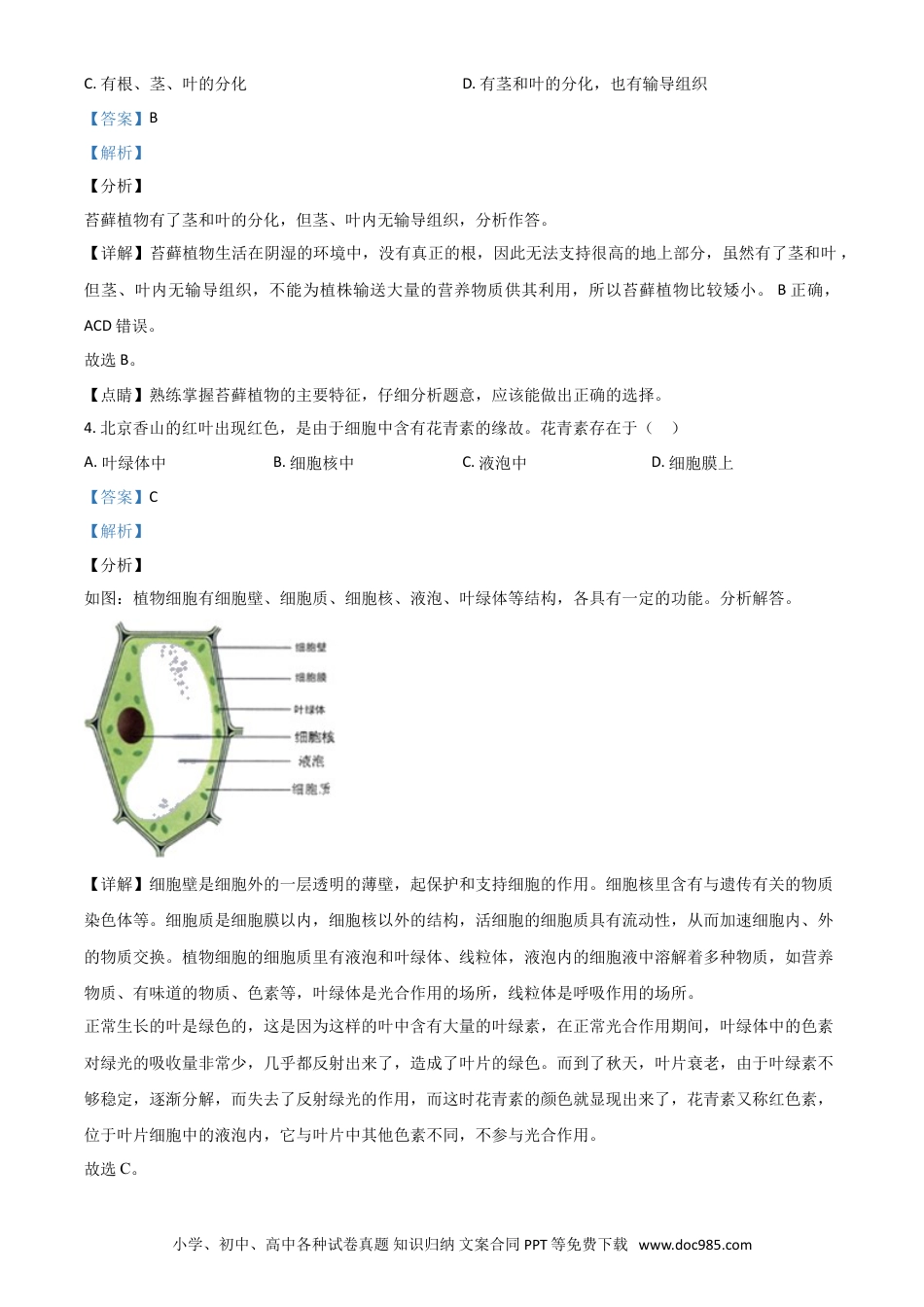 【中考历年真题】精品解析：山东省日照市2020年中考生物试题（解析版）.doc