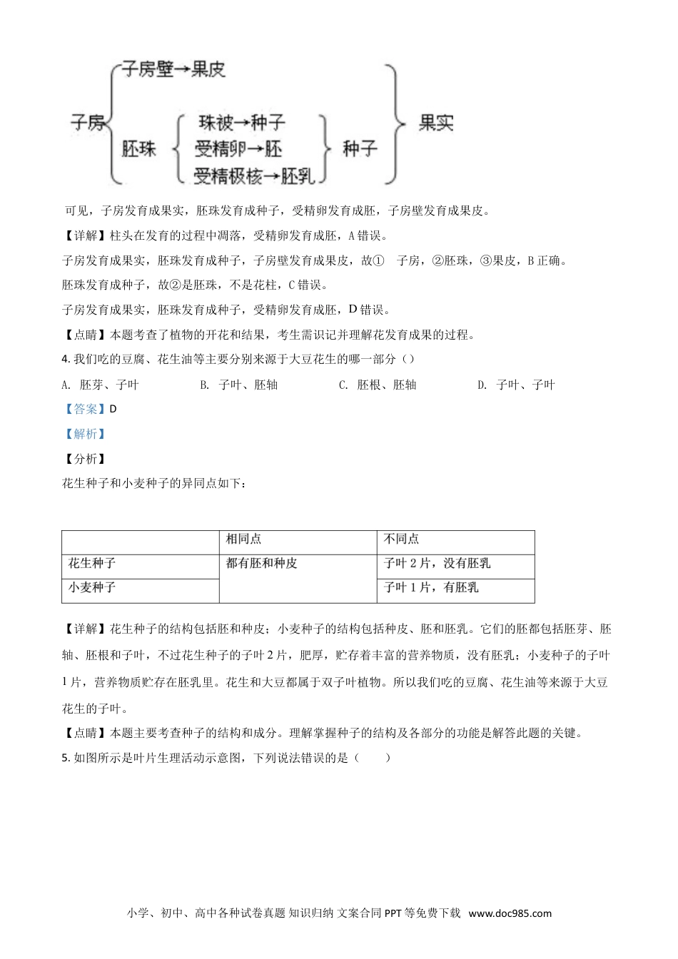 【中考历年真题】精品解析：甘肃省兰州市2020年中考生物试题（A）（解析版）.doc
