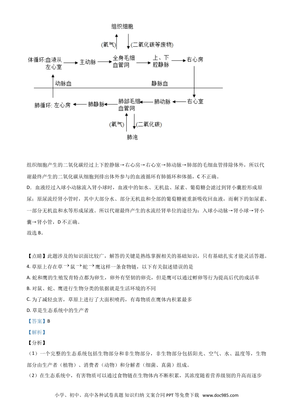 【中考历年真题】精品解析：湖南省株洲市2020年中考生物试题（解析版）.doc