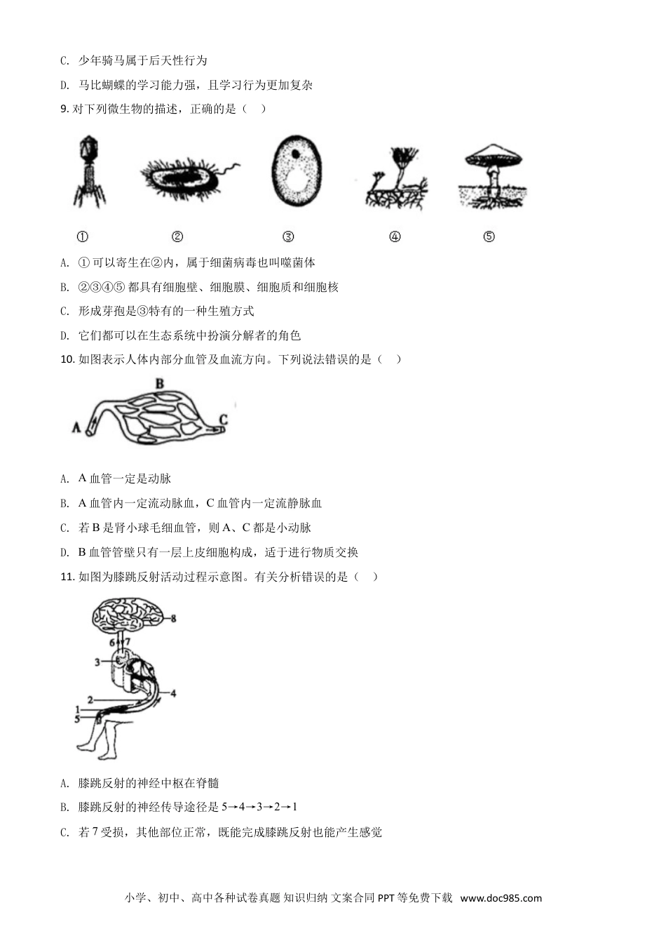 【中考历年真题】精品解析：山东省菏泽市2020年中考生物试题（原卷版）.doc
