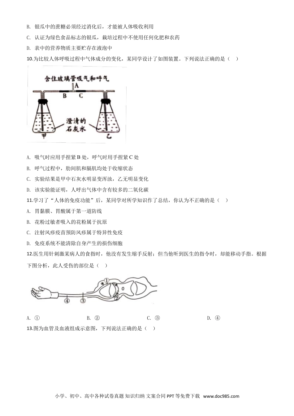 【中考历年真题】精品解析：山东省潍坊市2020年中考生物试题（原卷版）.doc