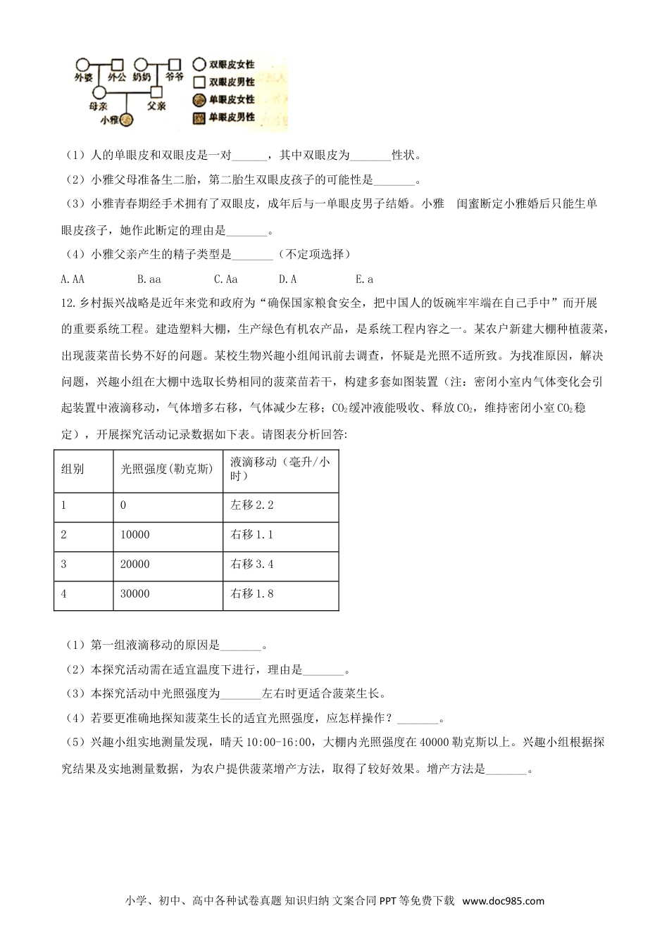 【中考历年真题】精品解析：四川省遂宁市2020年中考生物试题（原卷版）.doc