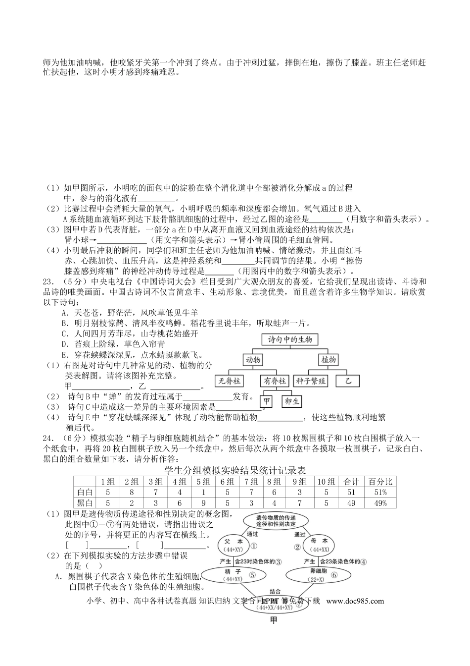 【中考历年真题】2018年湖南省张家界市中考生物真题及答案.doc