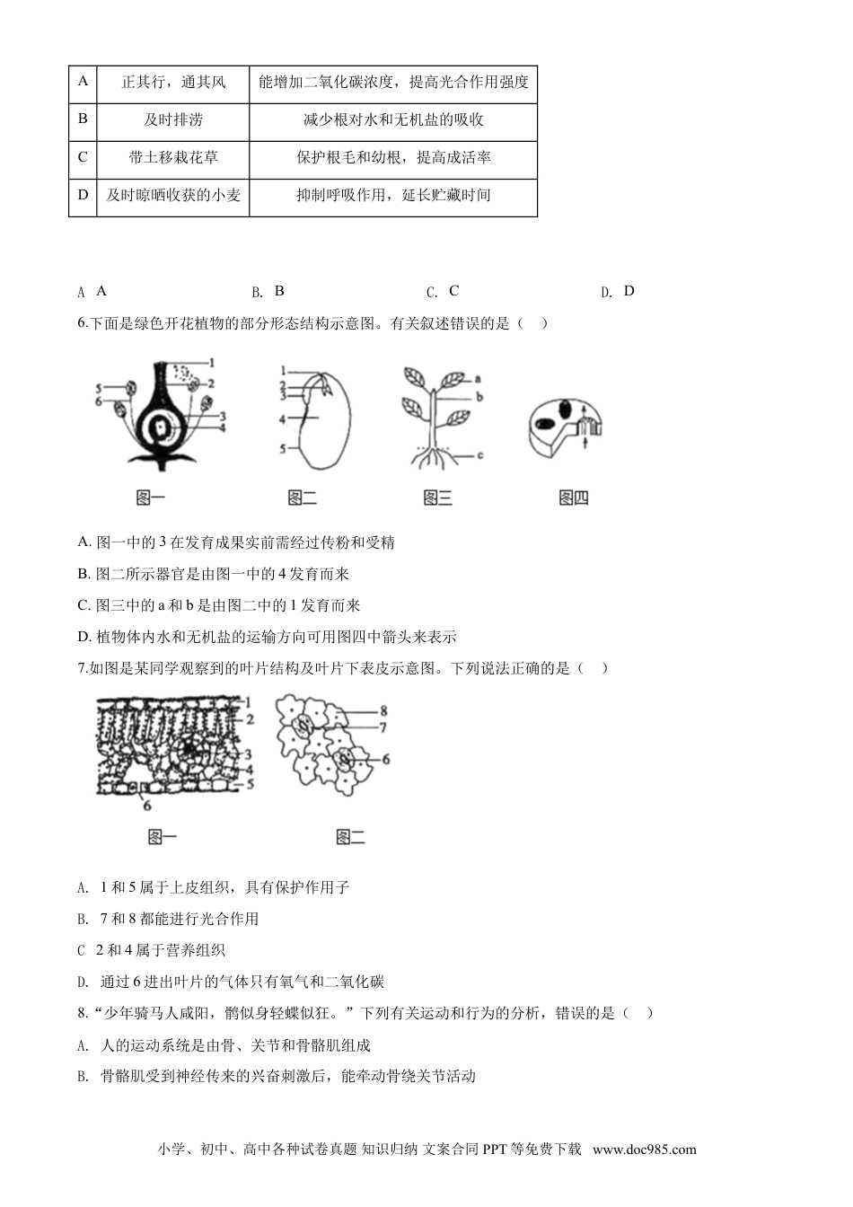 【中考历年真题】2020年中考生物试题.doc