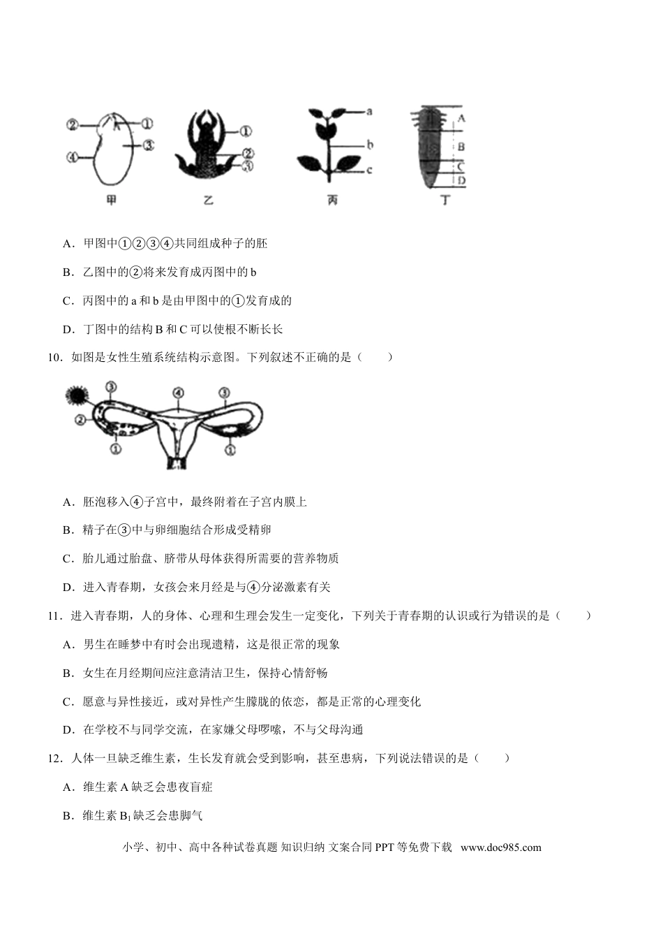 【中考历年真题】山东省临沂市2020年初中学业考试生物试题.doc