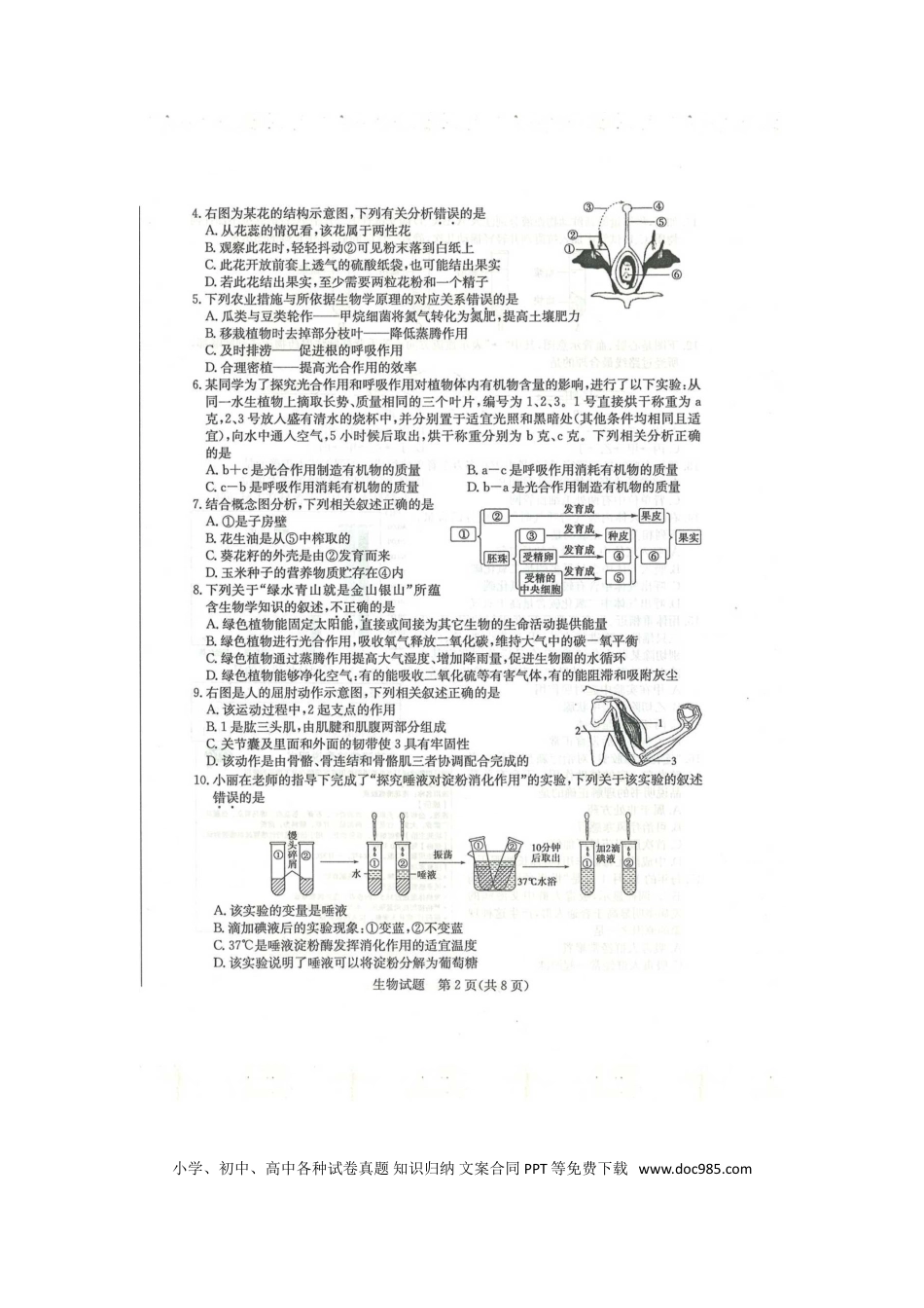 【中考历年真题】2020年山东滨州中考生物真题及答案.doc