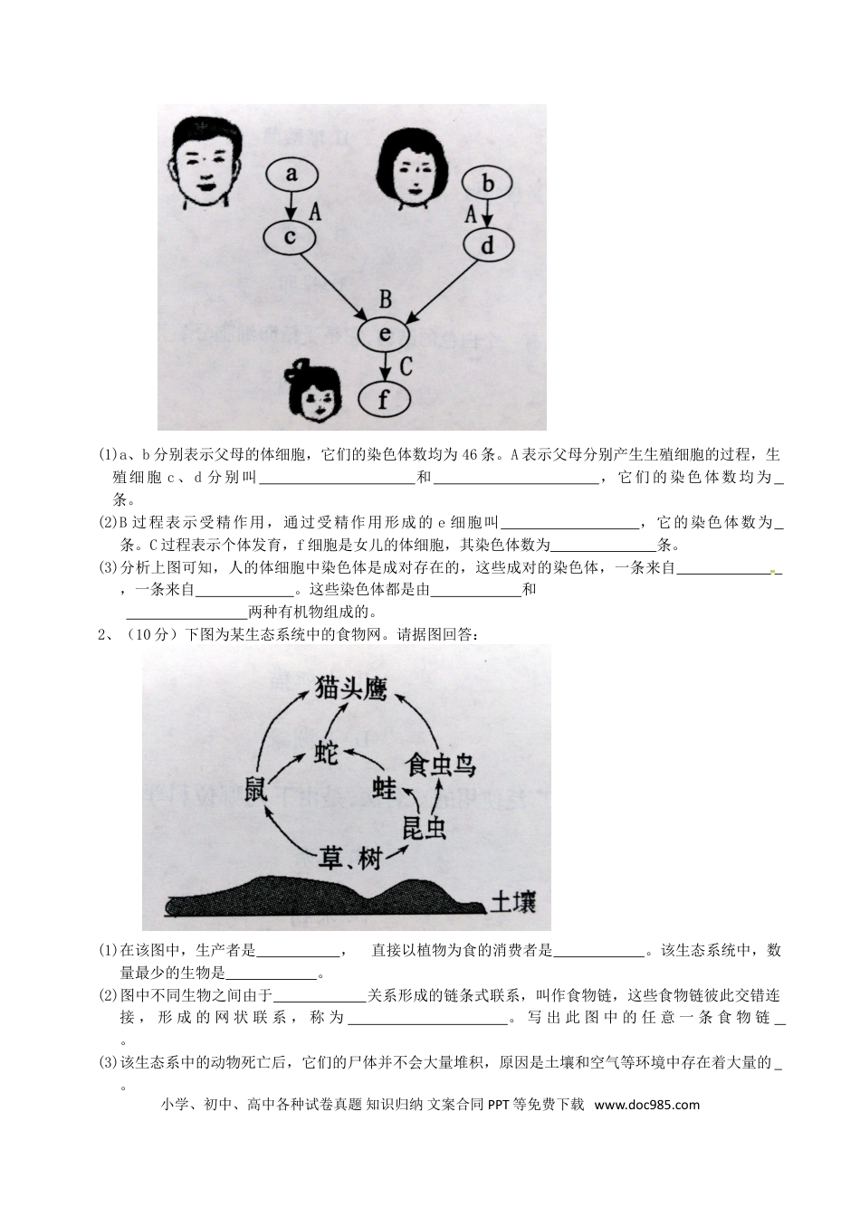 【中考历年真题】2016年四川省成都市中考生物真题及答案.doc