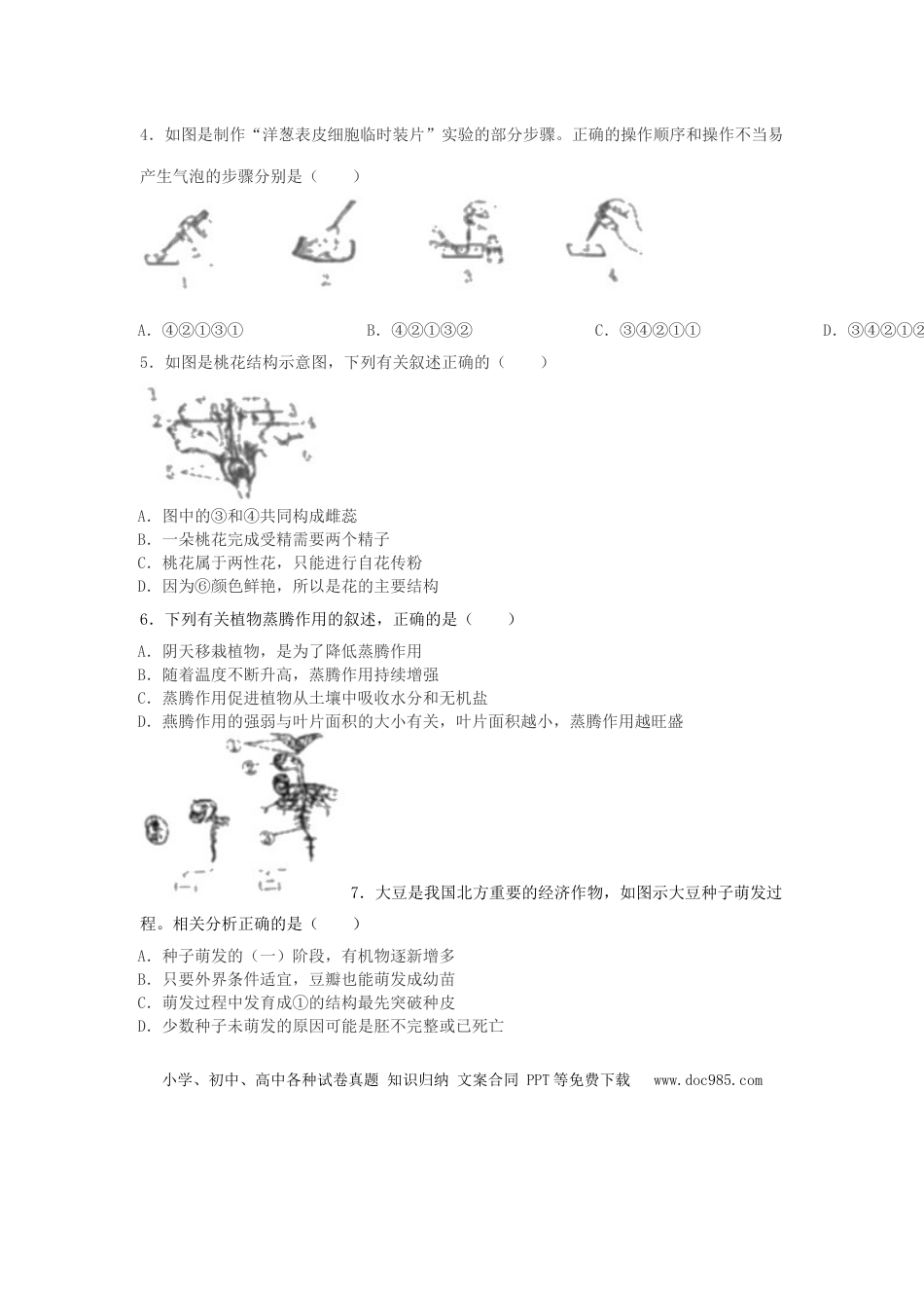 【中考历年真题】2019山东省滨州市中考生物真题及答案.doc