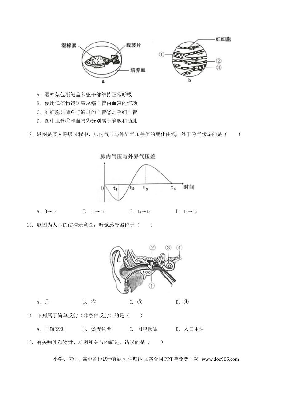 【中考历年真题】2019年广东省中考生物真题及答案.doc