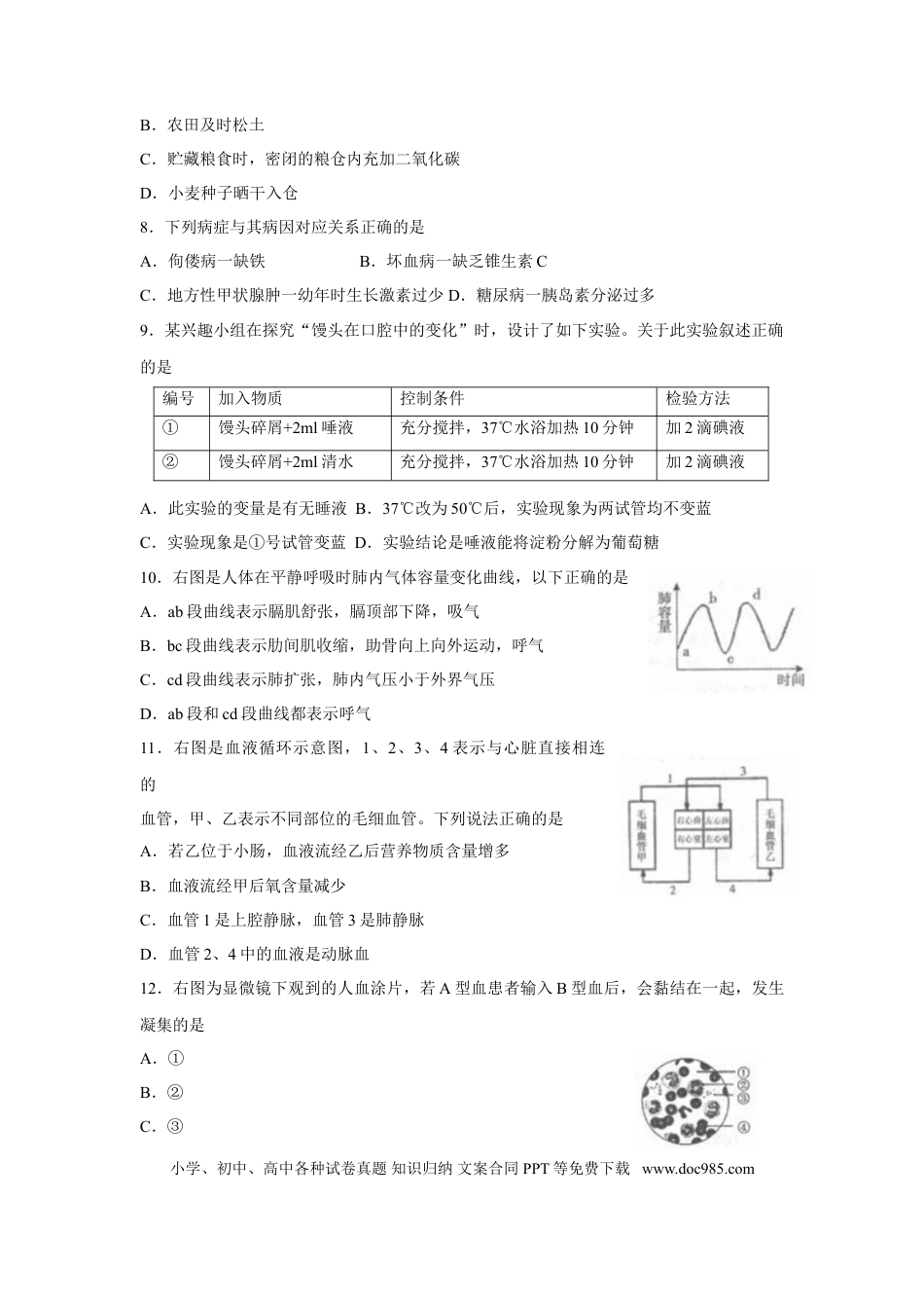 【中考历年真题】山东省临沂市2018年初中学业考试生物试题.doc
