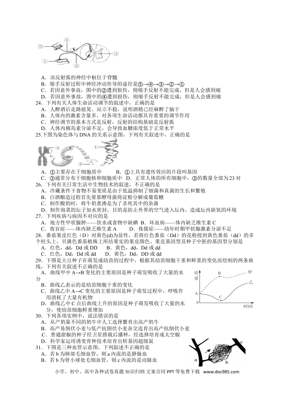 【中考历年真题】2017年山东青岛初中生物学业考试题及答案.doc