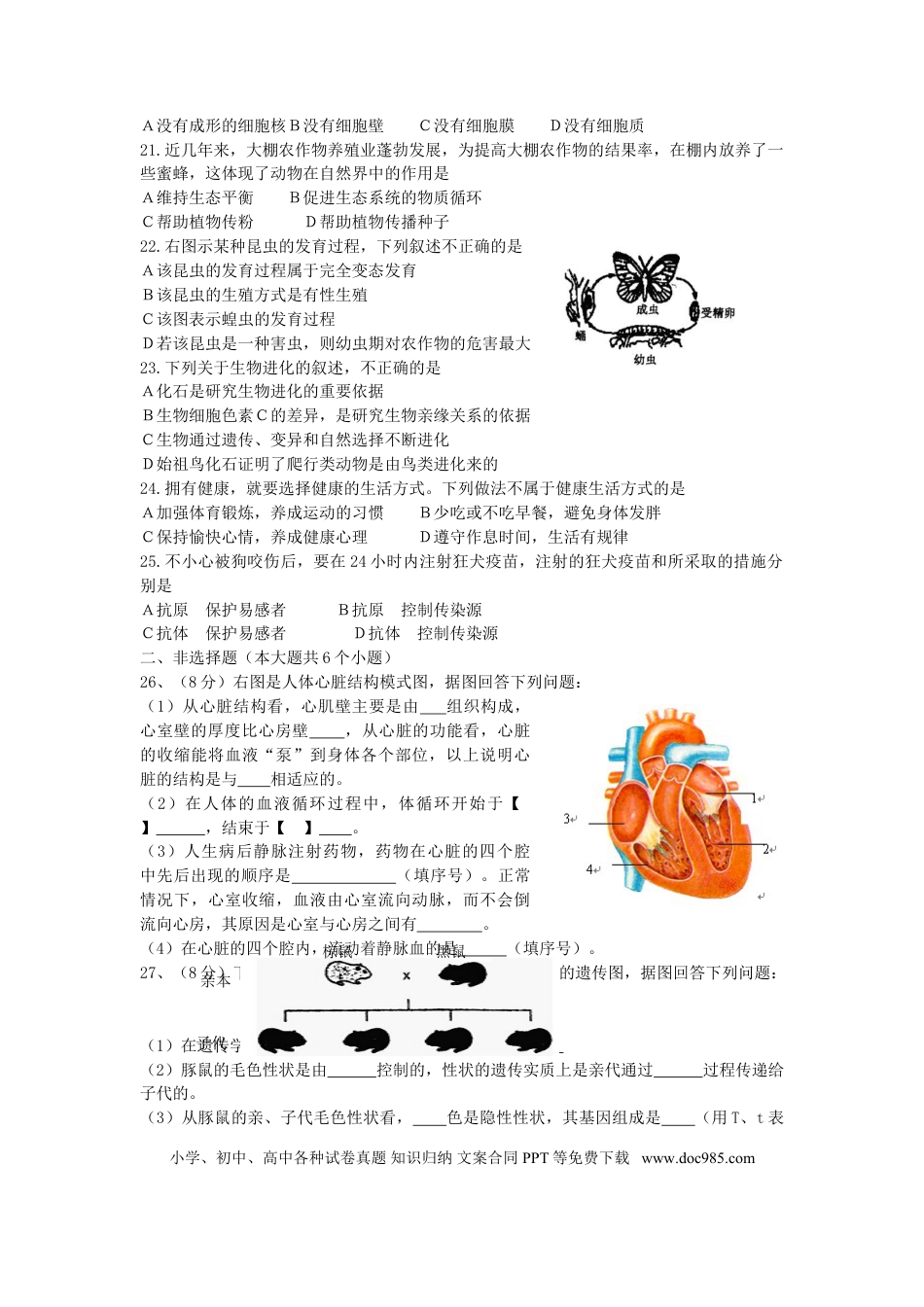 【中考历年真题】2012年聊城市中考生物试卷及答案.doc