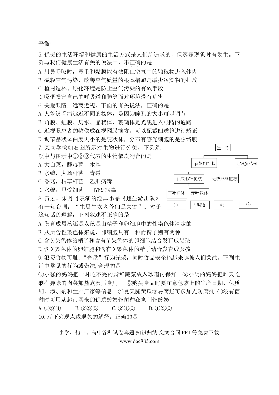【中考历年真题】2013年菏泽市中考生物试题含答案.doc