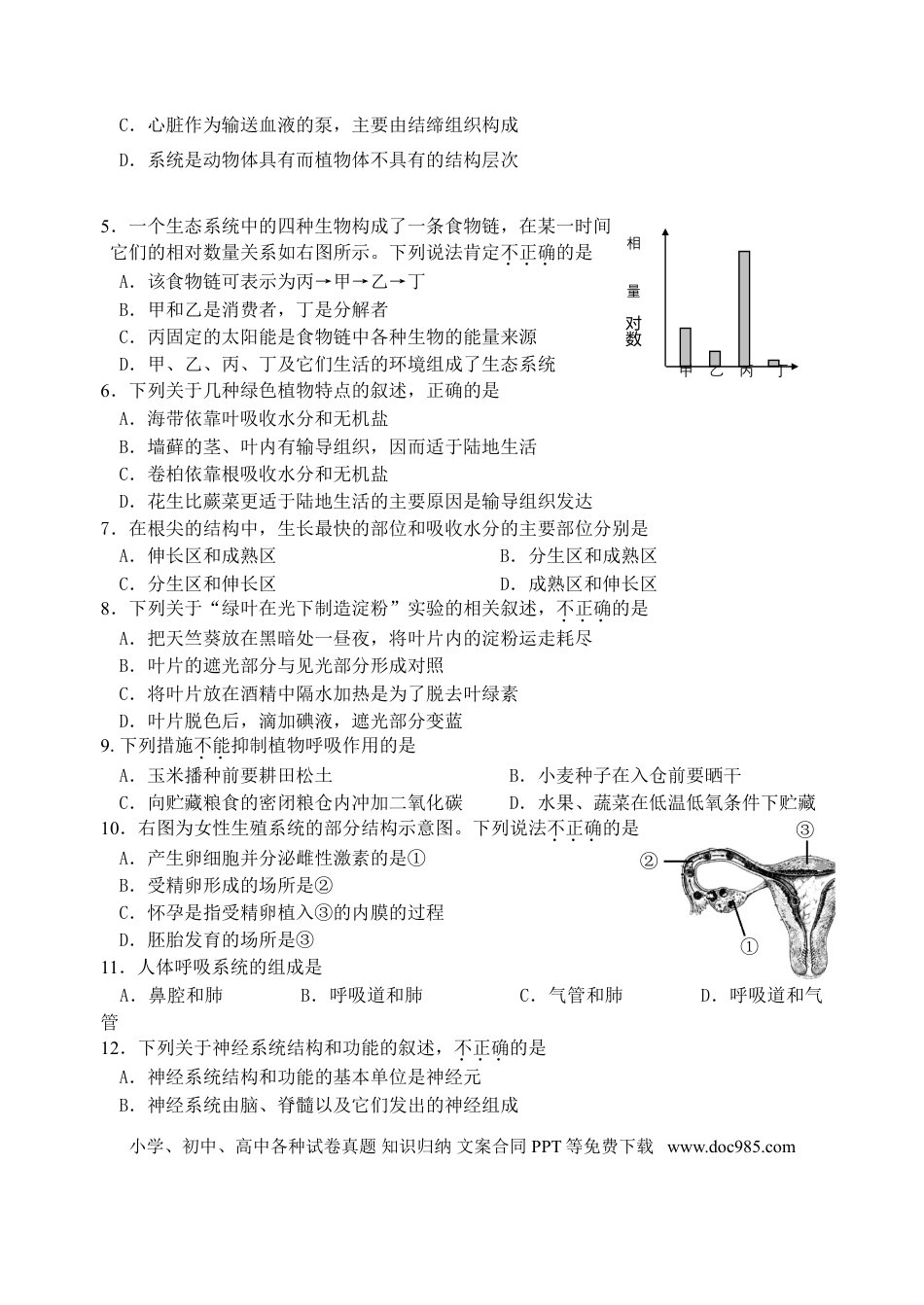 【中考历年真题】2013年威海市中考生物试题及答案.doc