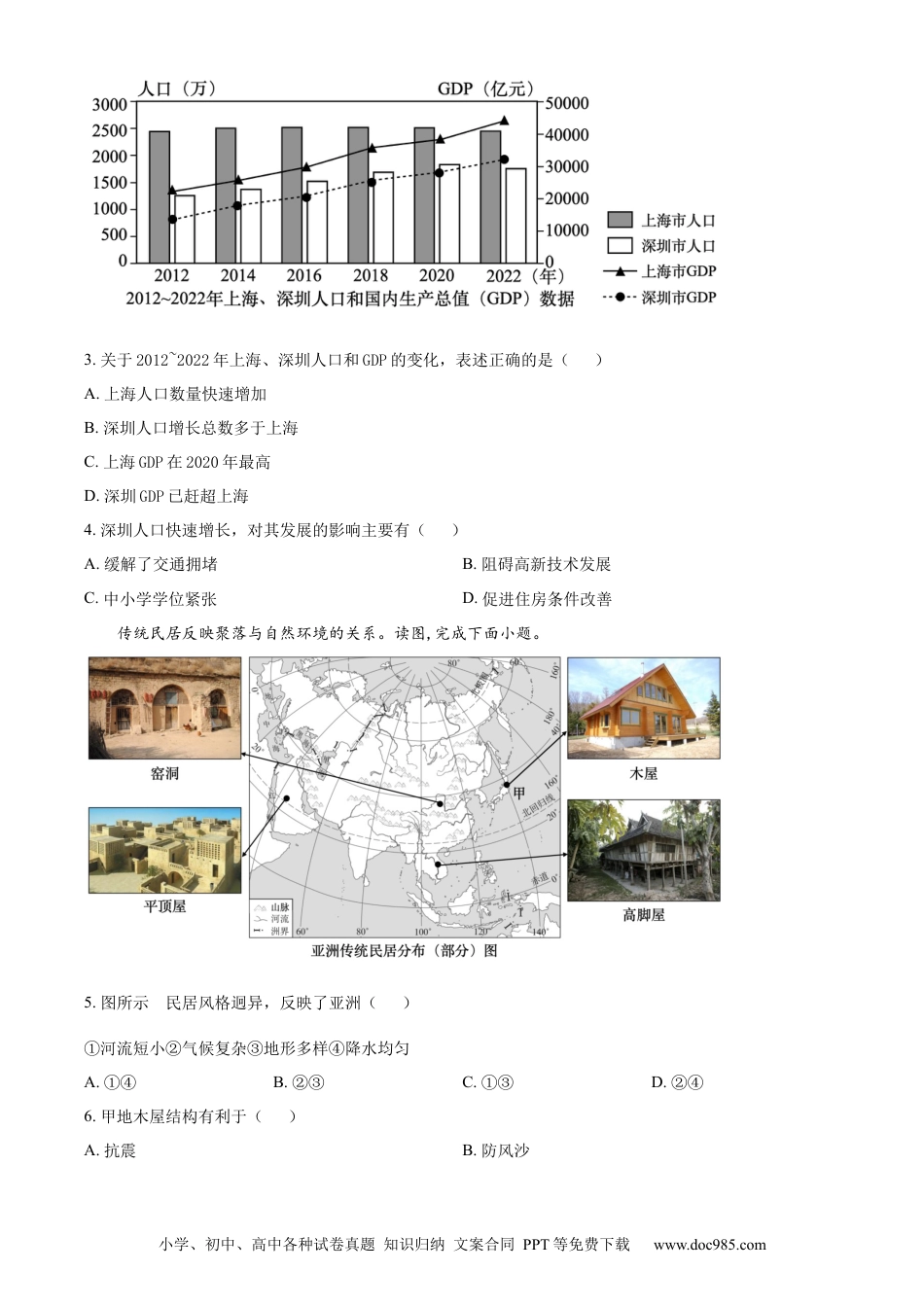 【中考历年真题】精品解析：2024年湖南省长沙市中考地理试题（原卷版）.docx
