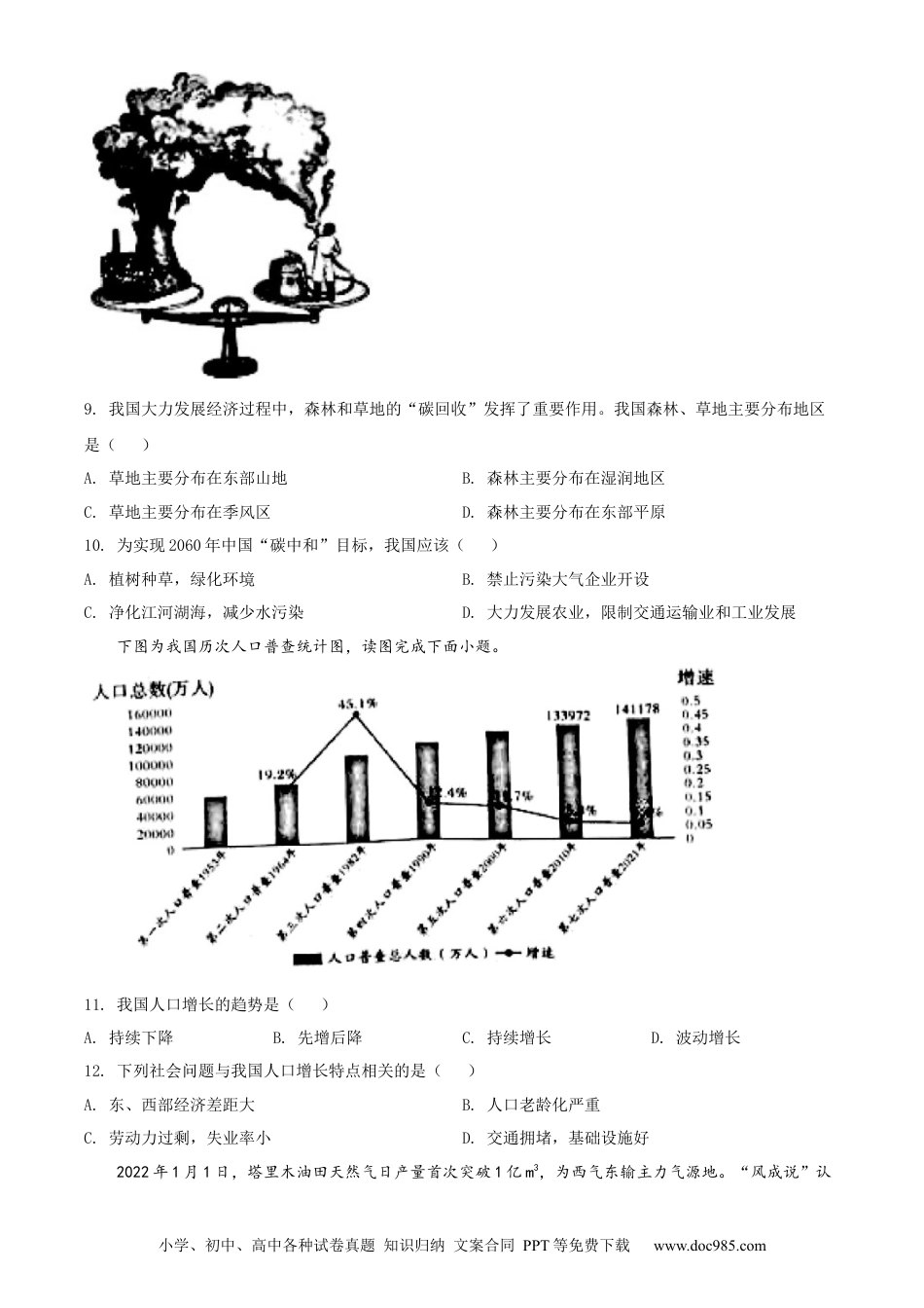 【中考历年真题】精品解析：2022年湖南省邵阳市中考地理真题（原卷版）.docx