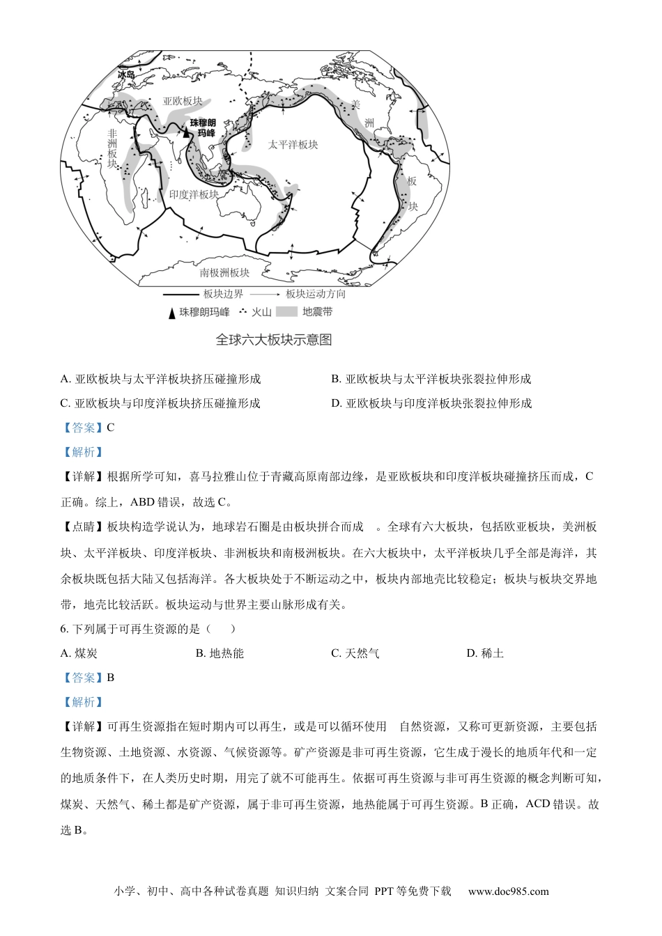 【中考历年真题】精品解析：2021年甘肃省兰州市中考地理试题（解析版）.docx