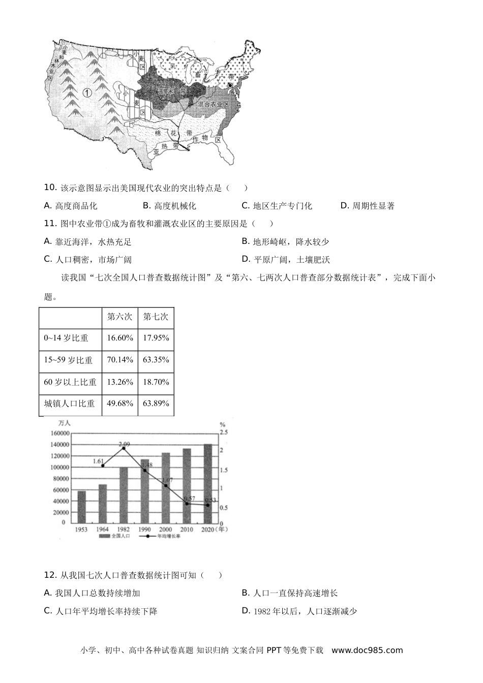 【中考历年真题】云南省2021年中考地理真题（原卷版）.doc