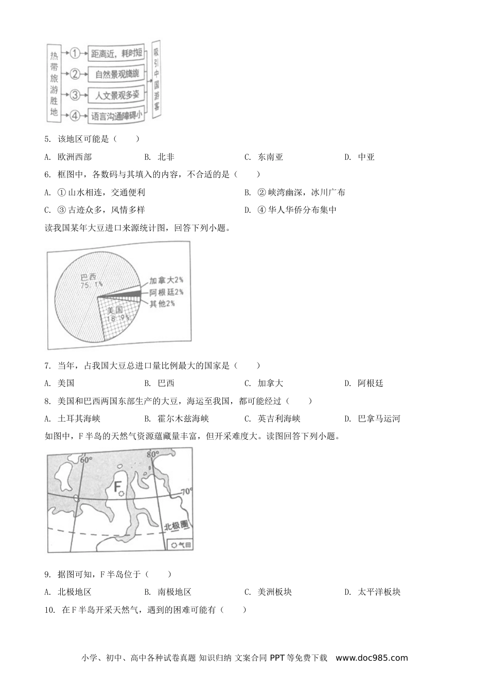 【中考历年真题】2019年湖南省岳阳市中考地理试题（原卷版）.doc