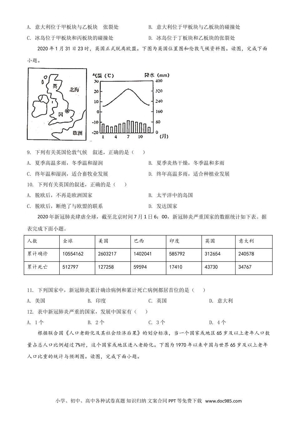 【中考历年真题】精品解析：湖南省邵阳市2020年中考地理试题（原卷版）.doc
