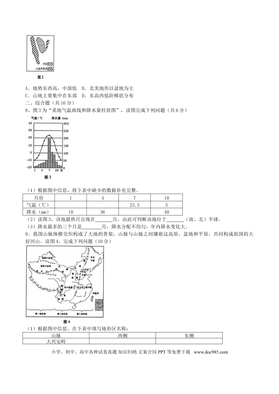 【中考历年真题】甘肃省武威市、白银市、定西市、平凉市、酒泉市、临夏州、张掖市2017年中考地理真题试题（含答案）.doc