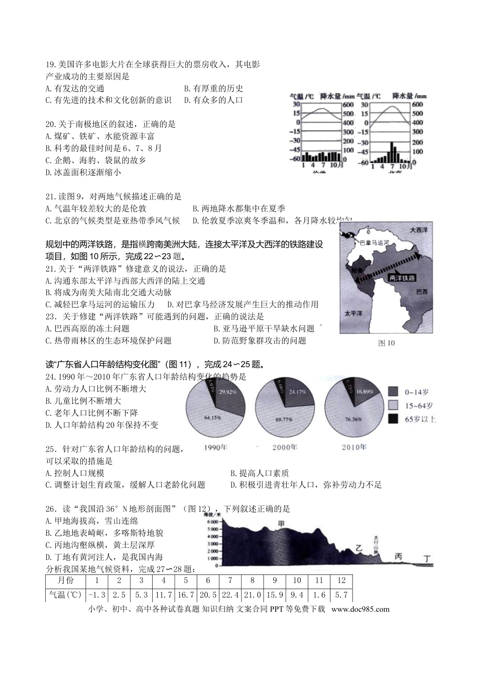 【中考历年真题】2015年广东省地理中考试题及答案.doc