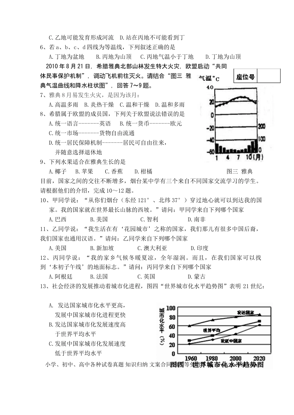 【中考历年真题】2011年烟台市中考地理试题及答案.doc