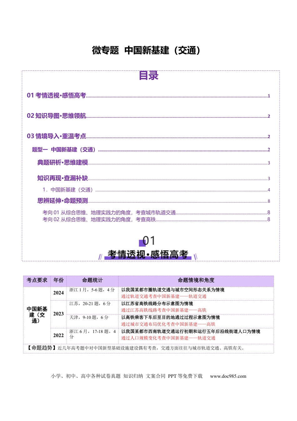 高中地理 微专题 中国新基建（交通）（原卷版）.docx
