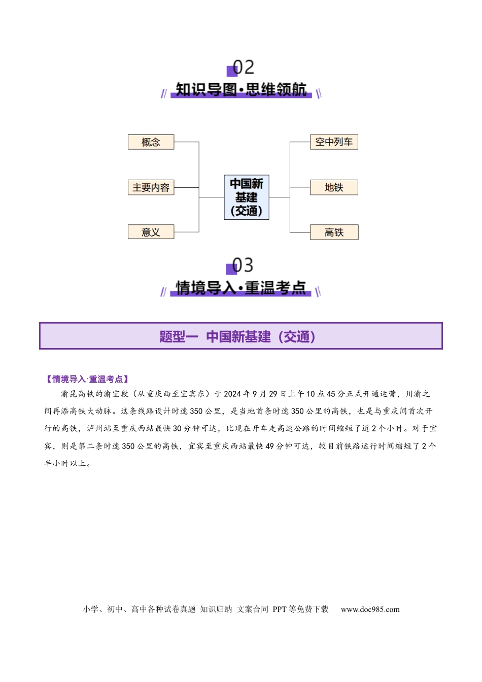高中地理 微专题 中国新基建（交通）（原卷版）.docx