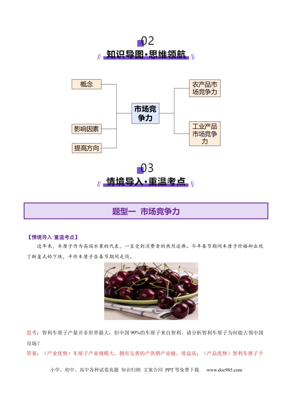 高中地理 微专题 市场竞争力（解析版）.docx