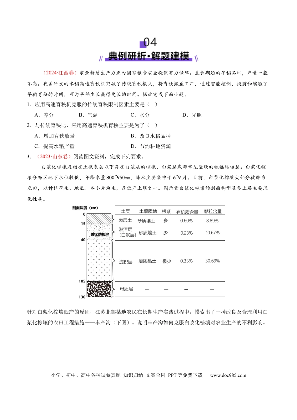 高中地理 微专题 农业技术（原卷版）.docx