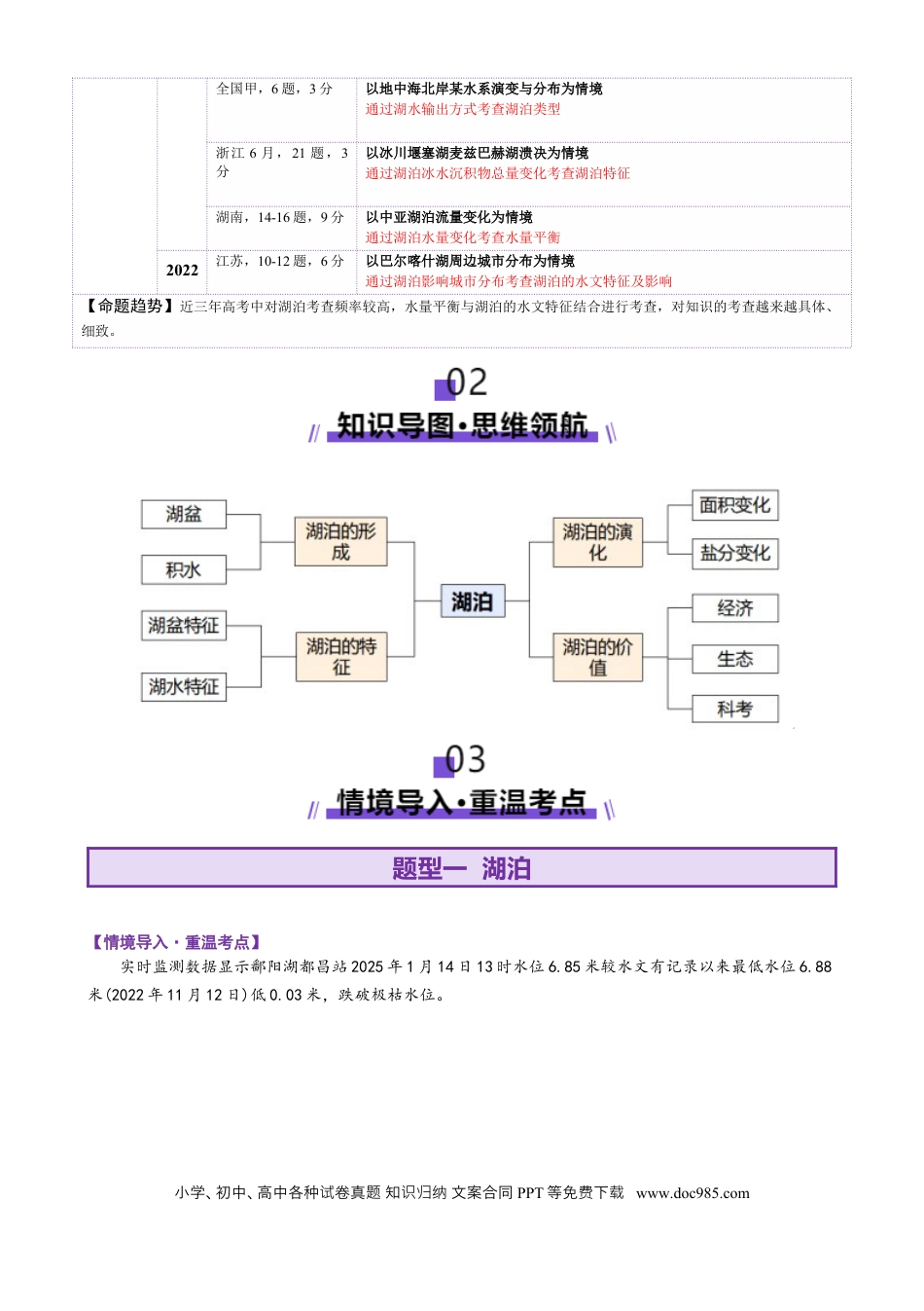 高中地理 微专题 湖泊（原卷版）.docx