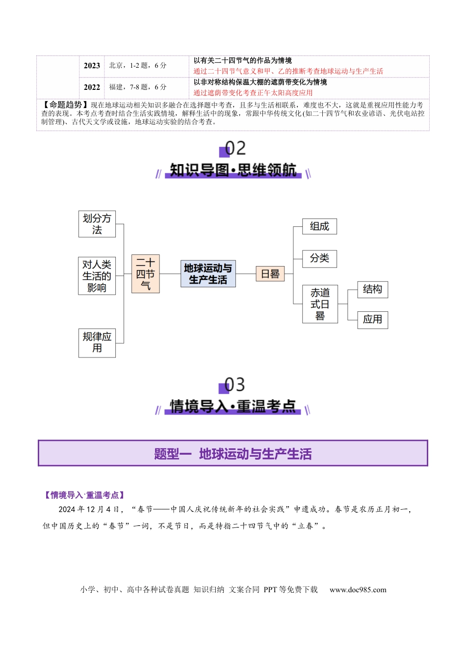 高中地理 微专题 地球运动与生产生活（解析版）.docx